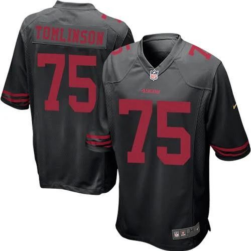 Men San Francisco 49ers 75 Laken Tomlinson Nike Black Game NFL Jersey